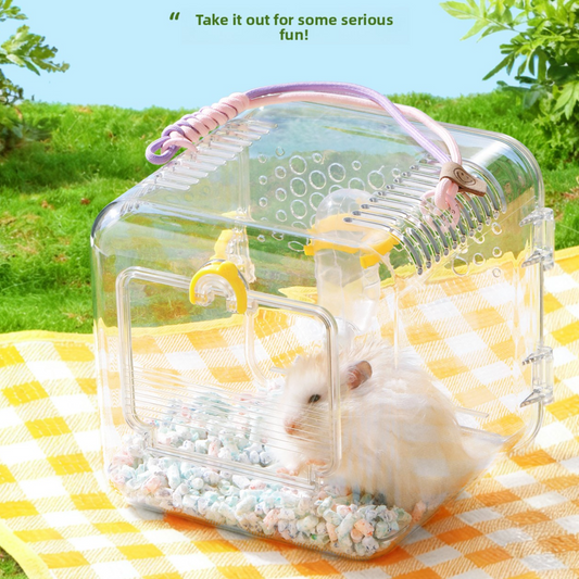 Transparent Pet Carrier Cage with Water Bottle