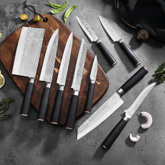 Forged Hammer Pattern Chef Knife Set