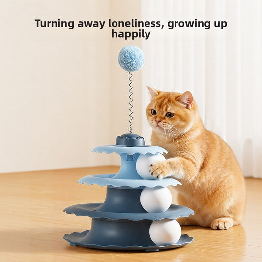 Interactive Cat Turntable Toy with Balls